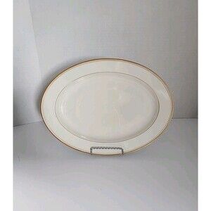 Fitz and Floyd Palais Buff Ivory & Gold  14.5" Oval X 10.75"Serving Platter Tray